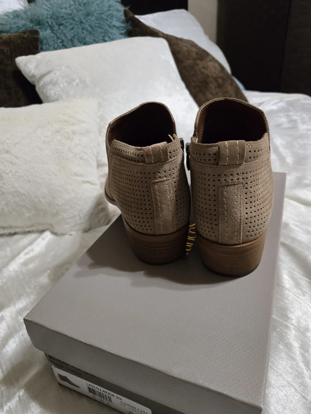 FAUX Suede Perforated Ankle Boots - Taupe By Franco Sarta Size 7 1/2 EUC!